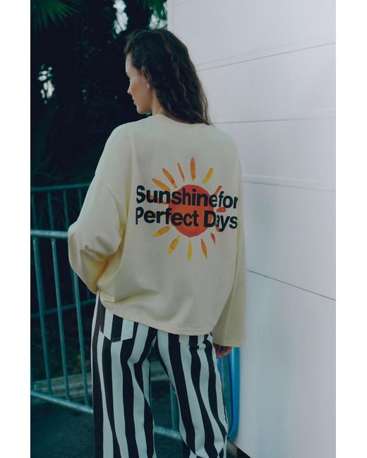 Pull&Bear Yellow Oversize Sun Graphic T-Shirt