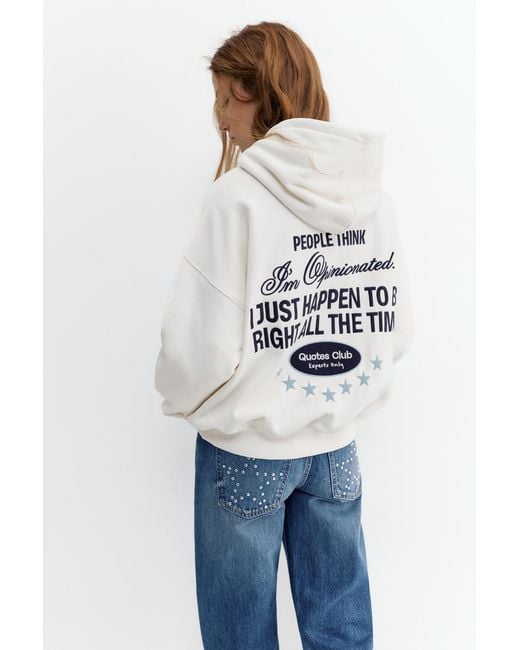 Pull&Bear White Embroidered Star Hoodie