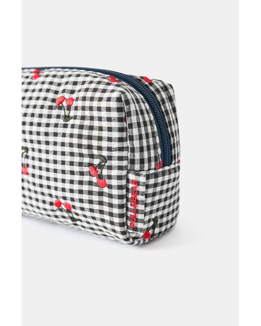 Pull&Bear Gray Gingham Fruit Toiletry Bag