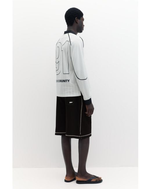 Pull&Bear Black Stwd Jogger Bermuda Shorts With Seams for men