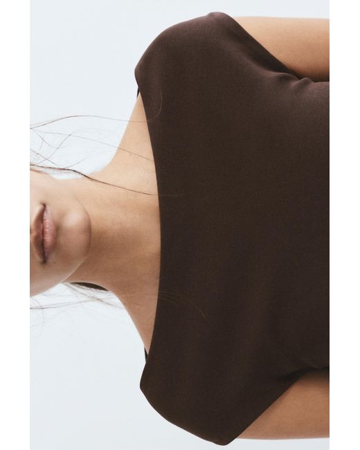 Pull&Bear Brown Short Sleeve Midi Dress