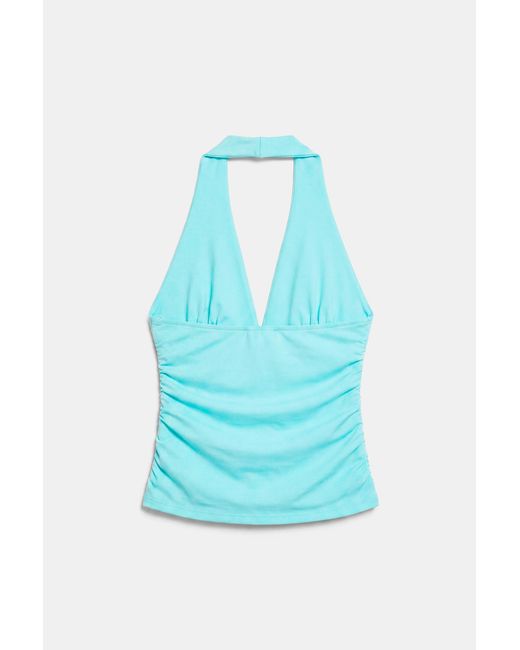 Pull&Bear Haltertop Met Plooien in het Blue