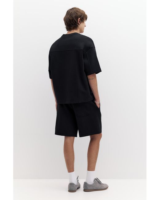 Pull&Bear Black Interlock Short Sleeve Sweatshirt for men