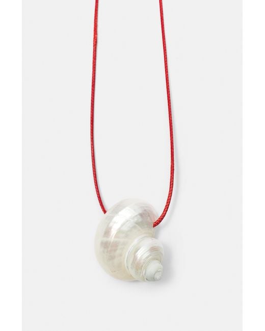 Pull&Bear White Seashell Pendant Necklace
