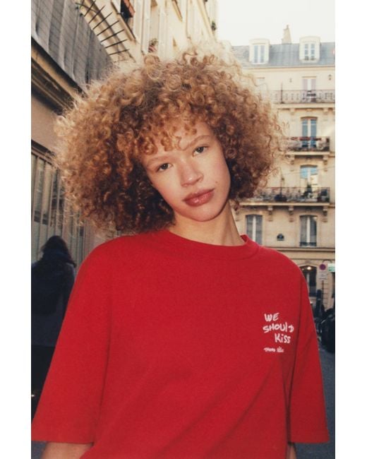 Pull&Bear Red Oversize Thomas Lélu T-Shirt