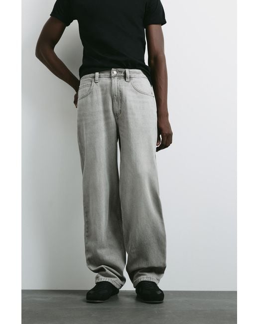 Pull&Bear Gray Baggy Jeans for men