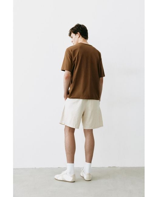 Pull&Bear Brown Boxy Fit Graphic Pocket T-Shirt for men
