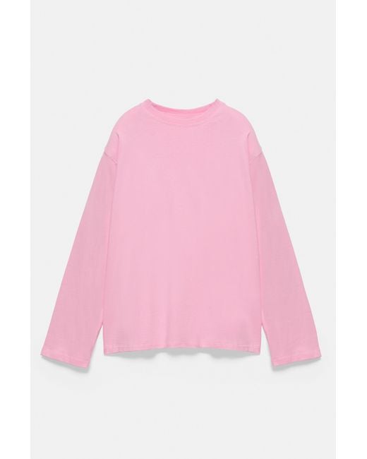 Pull&Bear Pink Oversize Long Sleeve T-Shirt