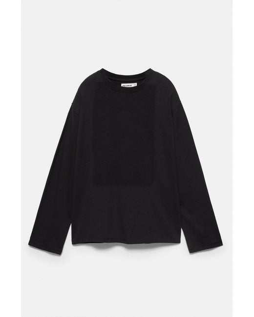 Pull&Bear Black Oversize Long Sleeve T-Shirt