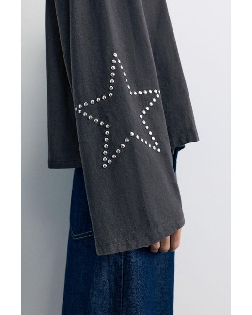 Pull&Bear Blue Oversize Star T-Shirt