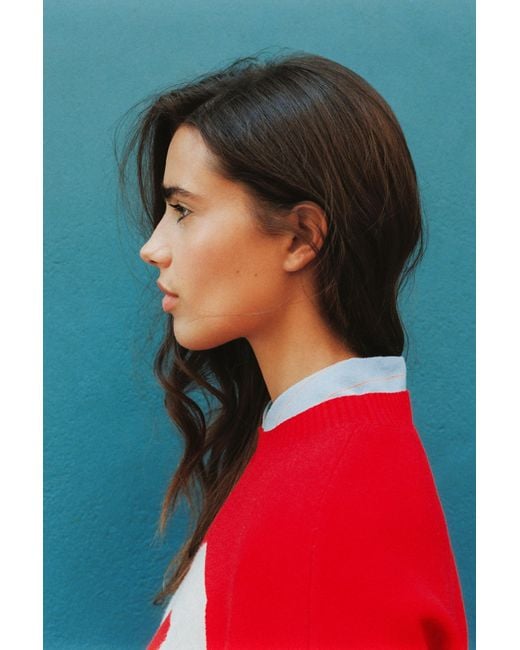 Pull Graphique Étoiles Et Chiffre Pull&Bear en coloris Red