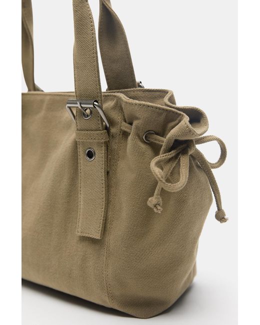 Pull&Bear Natural Buckle Detail Shopper Bag