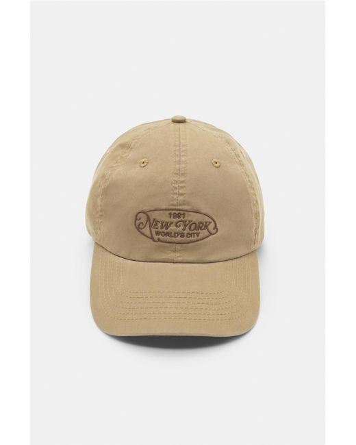 Pull&Bear Natural Embroidered New York Cap for men