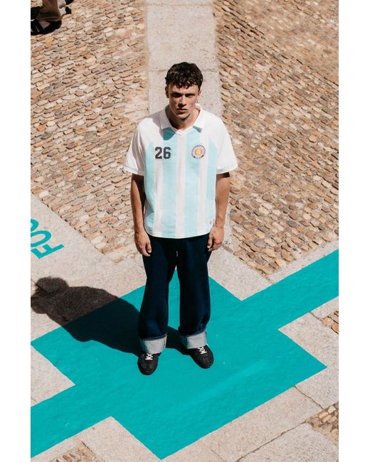 Pull&Bear Blue Argentina Fifa World Cup 26 Polo Shirt for men