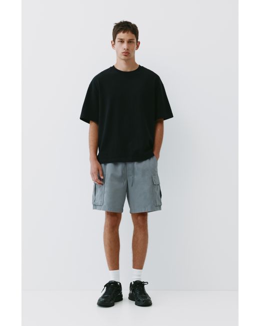 Pull&Bear Gray Cargo Bermuda Shorts for men