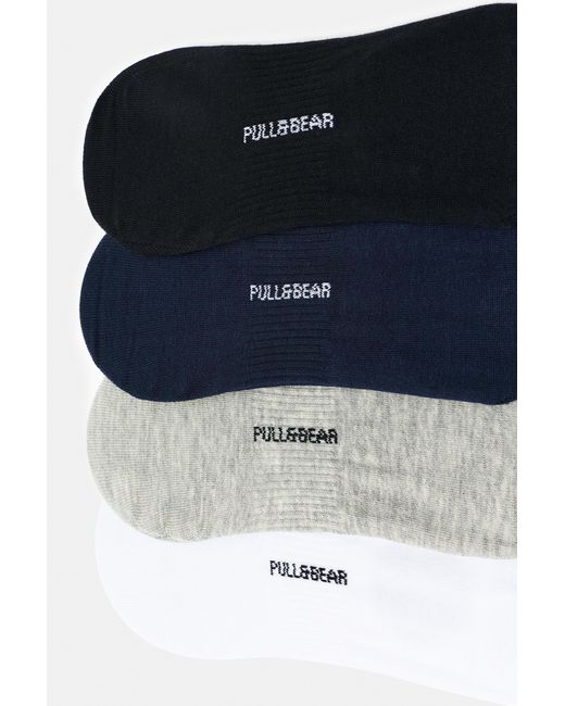 Pull&Bear 4-Pack Korte Sokken in het Black voor heren