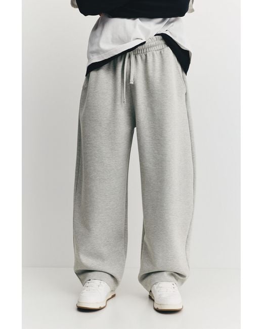 Pull&Bear Gray Balloon Interlock Tracksuit Bottoms for men