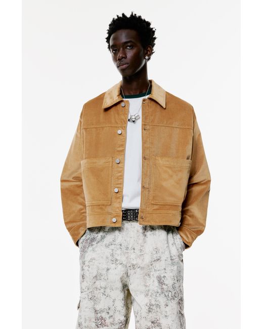 Pull&Bear Yellow Velvet Trucker Jacket for men