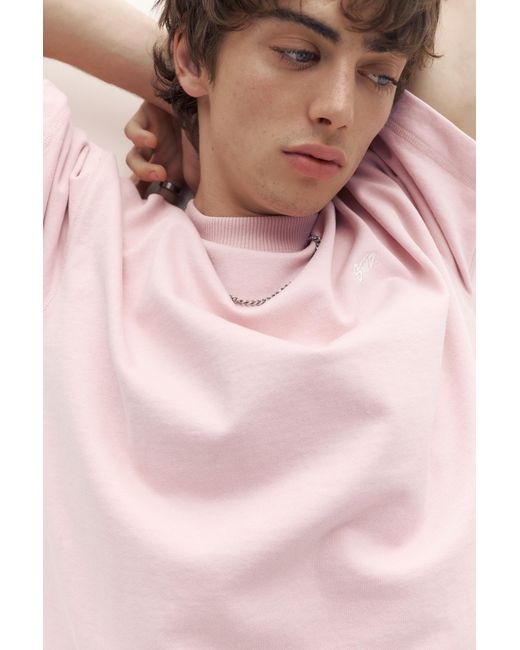 Pull&Bear Pink Short Sleeve Logo Sweatshirt for men