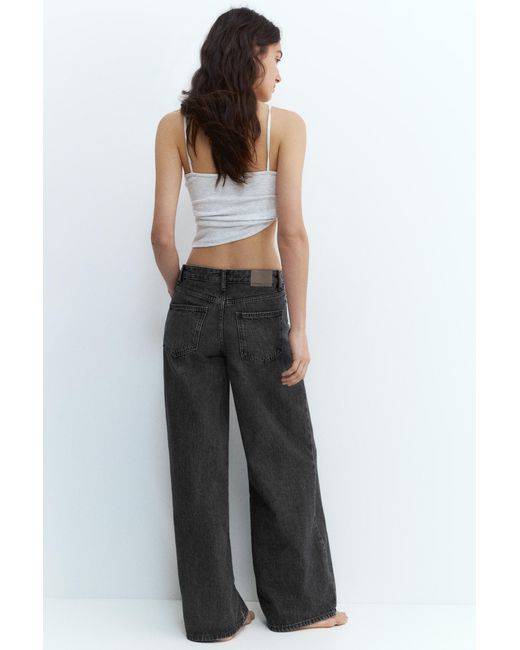 Pull&Bear Blue Low-Rise Wide-Leg Jeans