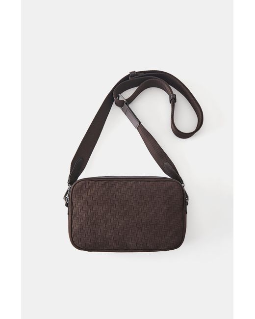 Pull&Bear Brown Woven Crossbody Bag for men