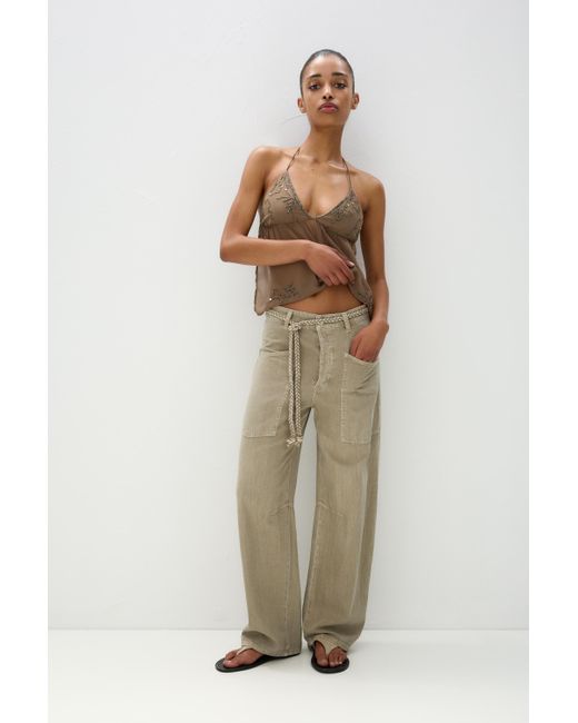 Pull&Bear Natural Baggy Pants With Drawstring