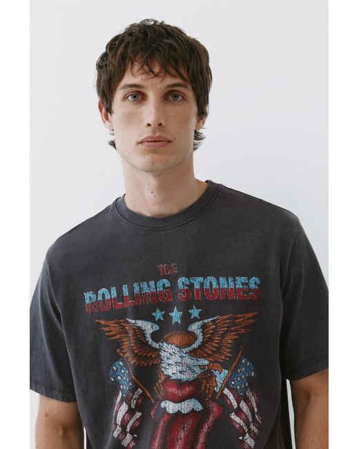 Pull&Bear Gray Rolling Stones T-Shirt for men