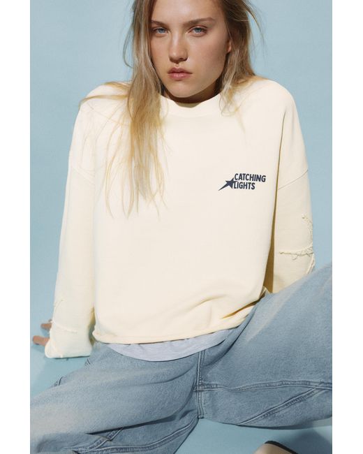 Pull&Bear Cropped Sweater Met Sterrenprint in het Black
