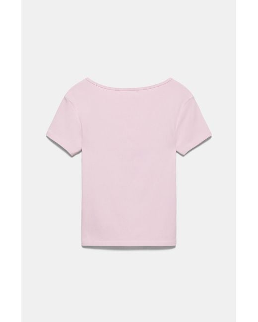 Pull&Bear Pink V-Neck T-Shirt