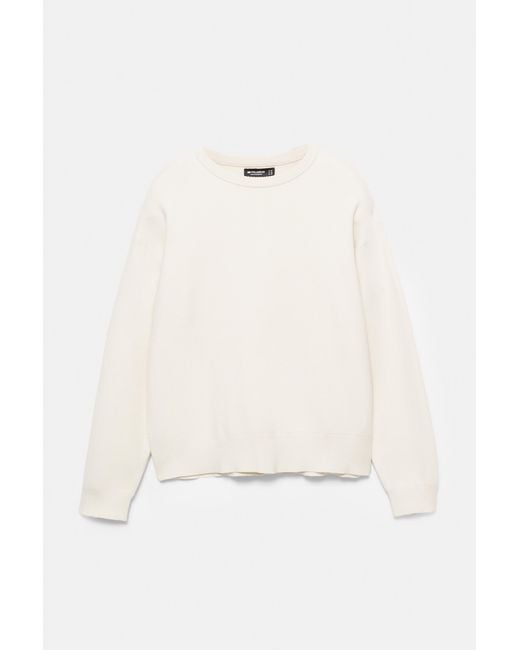 Pull&Bear White Soft Knit Jumper for men
