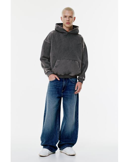 Pull&Bear Gray Stwd Washed Hoodie for men