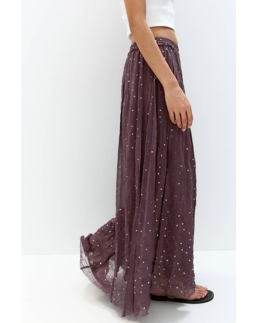 Pull&Bear Purple Midirock Tüll Pailletten