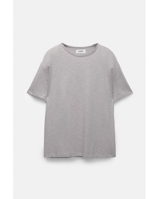 Pull&Bear Gray T-Shirt With Unfinished Trims