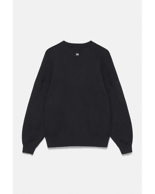 Pull Oversize Imprimé Chiffre Pull&Bear en coloris Black