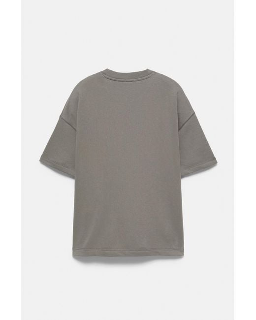 Pull&Bear Gray Short Sleeve Logo Sweatshirt for men