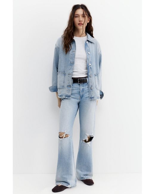 Pull&Bear Blue Worker Denim Overshirt