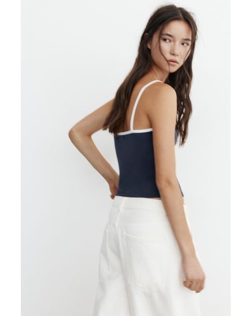 Pull&Bear Blue Thin Strap Top
