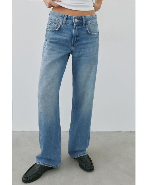 Pull&Bear Recht Model Jeans Met Lage Taille in het Blue