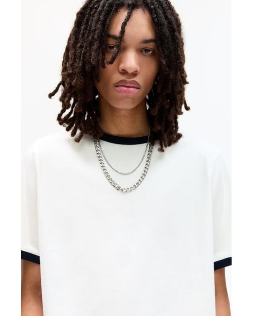 Pull&Bear Shirt Mit Kontrasten Und Rippenmuster in White für Herren