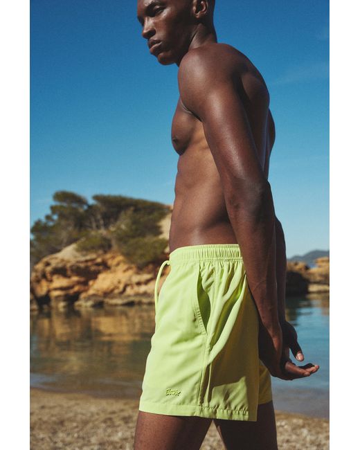 Pull&Bear Green Basic Swimming Trunks for men