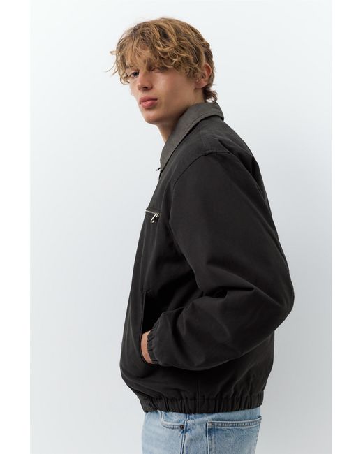 Pull&Bear Black Jacket With Contrast Collar for men