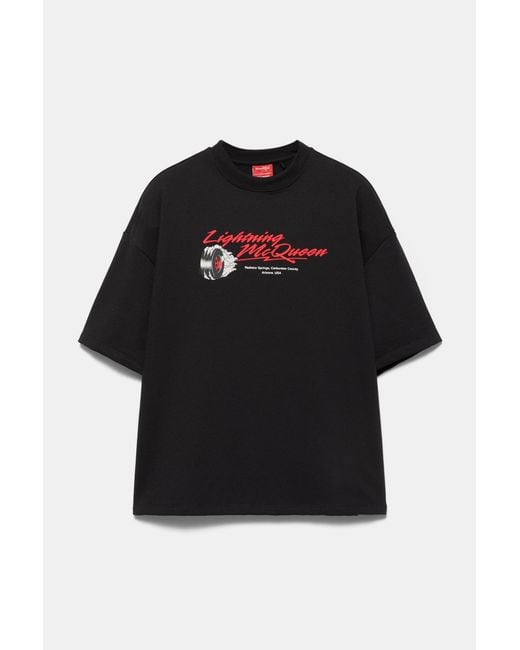 Pull&Bear Kurzärmeliges Cars-Sweatshirt in Black für Herren