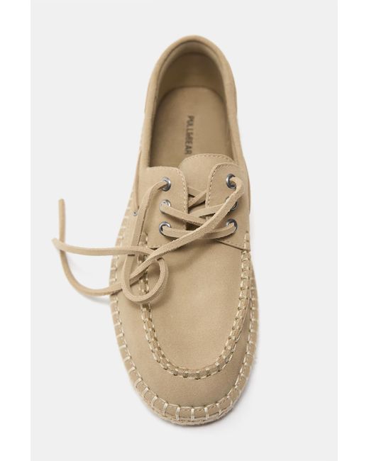 Pull&Bear White Leather Jute Boat Shoes for men