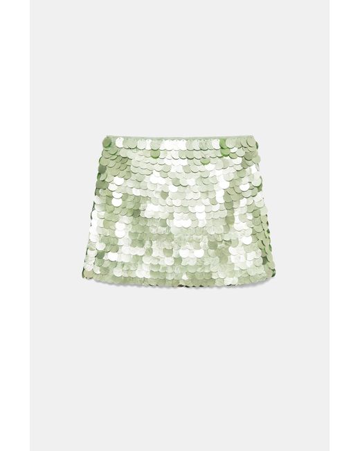 Pull&Bear Green Sequin Mini Skirt