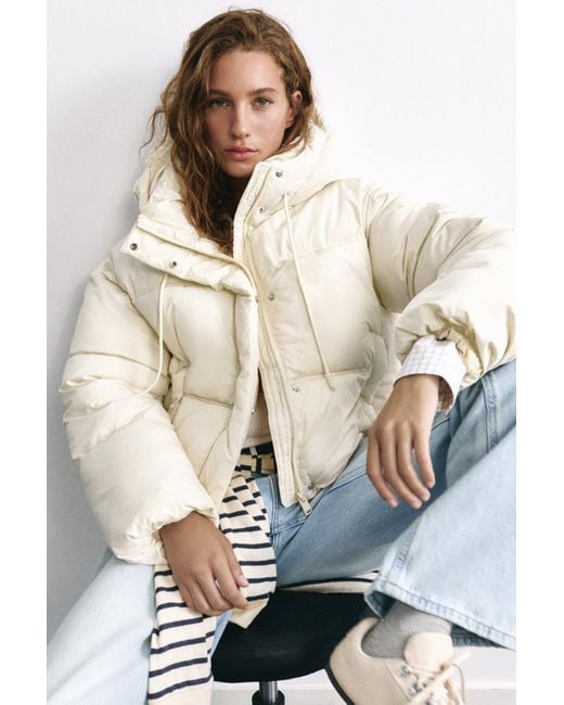 Pull&Bear White Kurze Pufferjacke