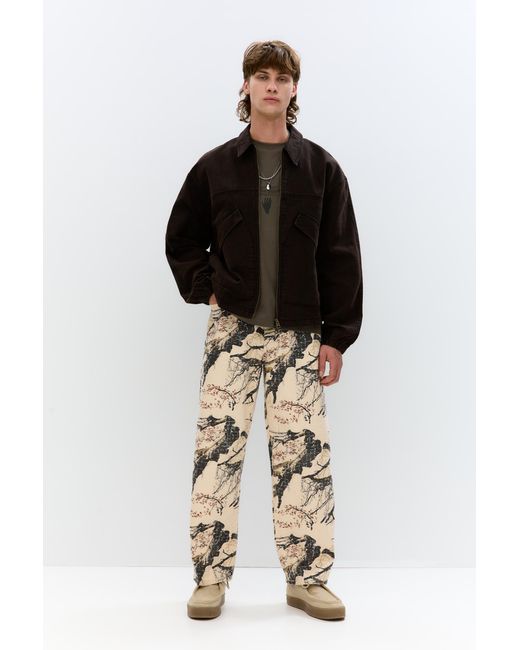 Pull&Bear Black Branch Print Trousers for men