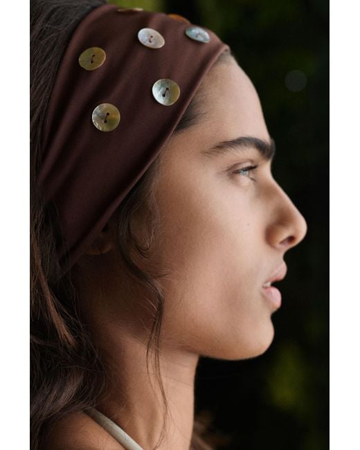 Pull&Bear White Elastic Headband With Buttons