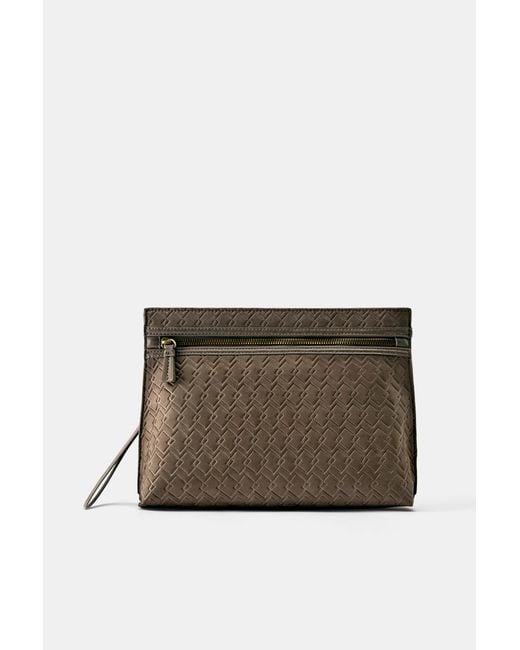 Pull&Bear Blue Embossed Handle Clutch Bag for men