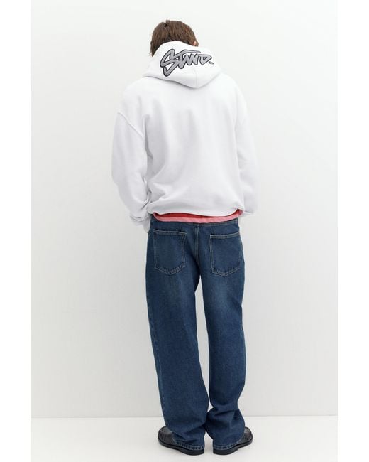 Pull&Bear White Boxy-Fit Hoodie for men