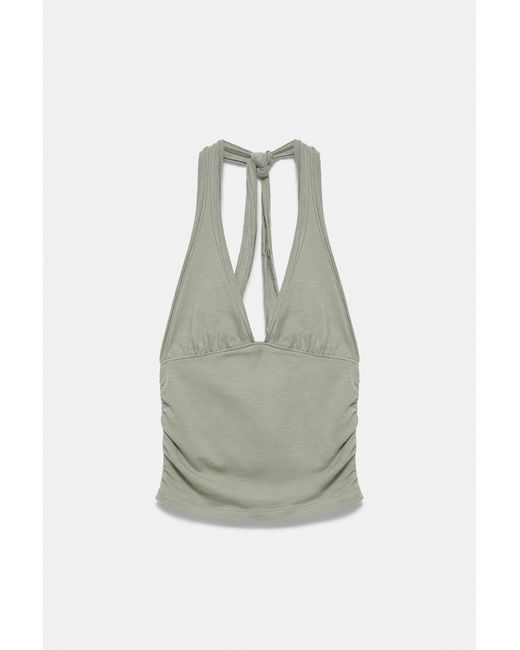 Pull&Bear Haltertop Met Strik in het Brown